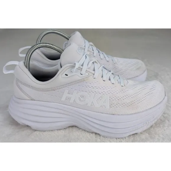 Hoka Bondi 8 Running Shoes Mens sz 8D White Cushioned Walking