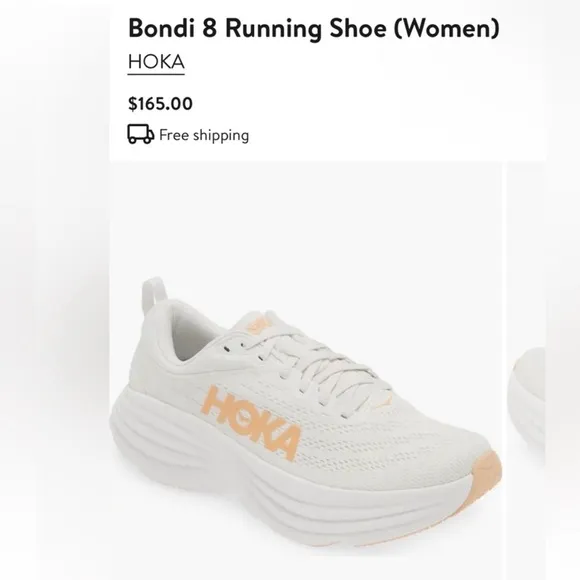 HOKA Bondi 8 sneakers women size 8 White / Cantaloupe New Season Women$171 new