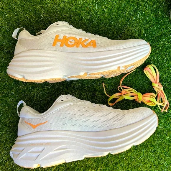 HOKA Bondi 8 sneakers women size 8 White / Cantaloupe New Season Women$171 new