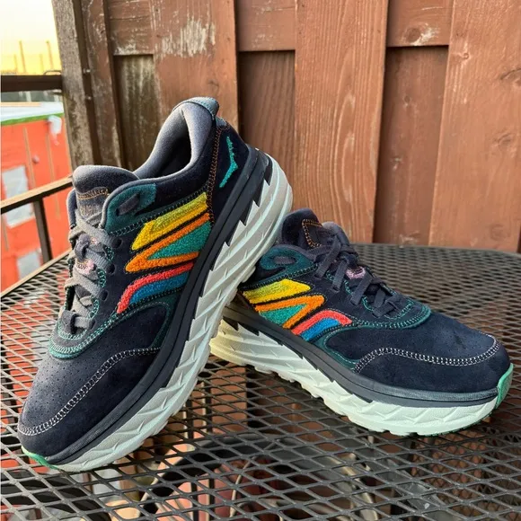 Hoka Bondi L embroidery suede shoes in men’s size 10 or women’s 11. comfortable