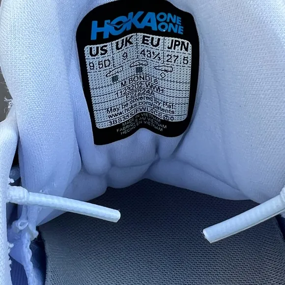 HOKA Men's Bondi 8 Sneakers White Ultra Cushioned 9.5 D