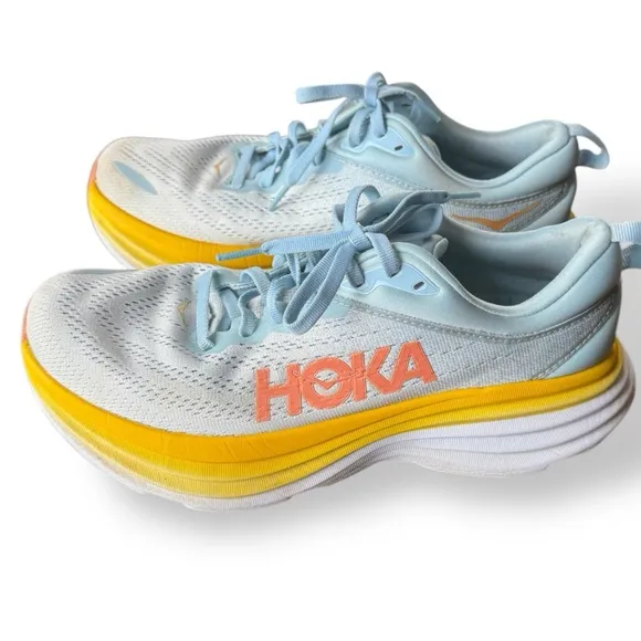 HOKA ONE ONE Bondi 8 Blue Summer Song Blue Yellow Country Air Size 9B