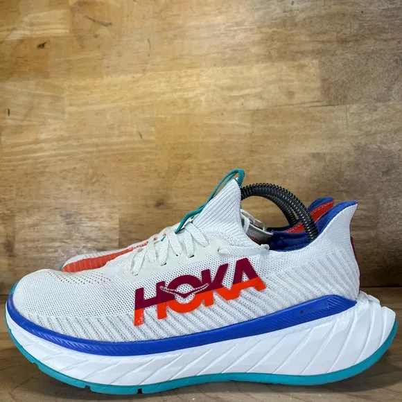 Hoka One One Carbon X 3 Womens Size 9.5 Running Shoes Sneakers White Flame