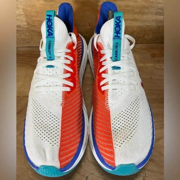 Hoka One One Carbon X 3 Womens Size 9.5 Running Shoes Sneakers White Flame