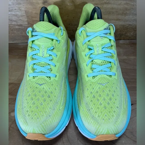 Hoka One One Clifton 9 Womens Size 8.5 Running Shoes Citrus Glow/Sunlit Ocean