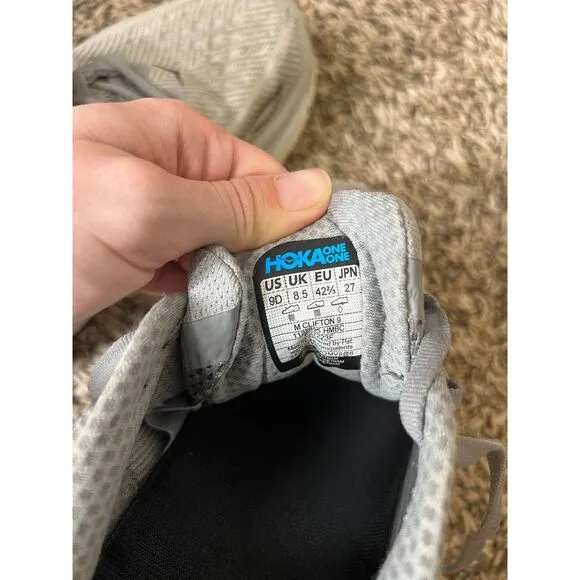 Hoka One One Gray Clifton 5 Running Sneakers Mens Size 9D Athletic Sneakers