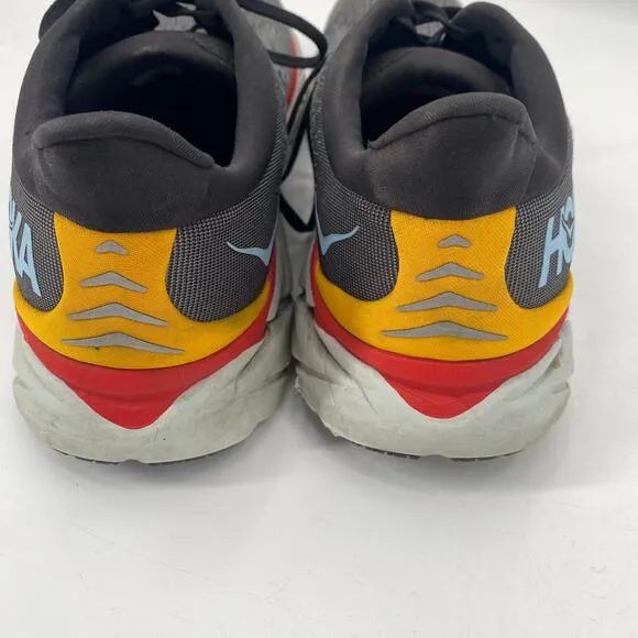 HOKA One One Mens Clifton 8 Running Shoes Athletic Sneakers Gray Red Mens 13