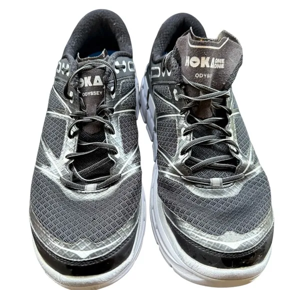 Hoka One One Odyssey Running Shoes Men's Size 10 Black White Cushioned Trainer