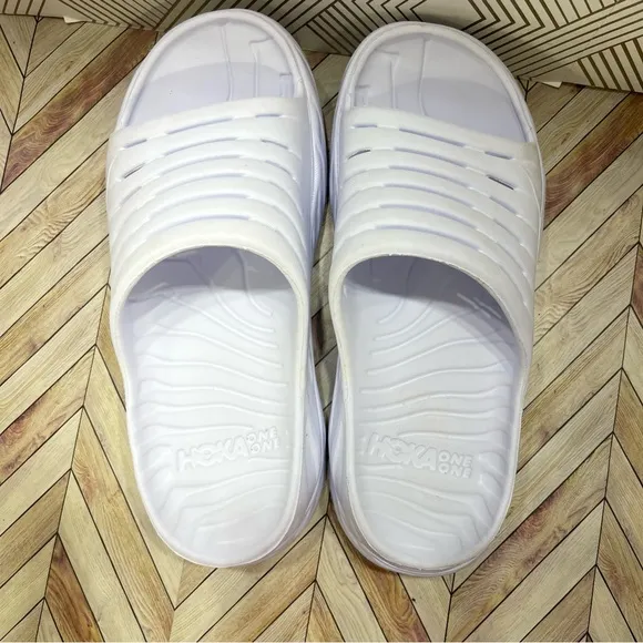 Hoka One One Ora Recovery Slide Mens 8 White Slip On Sandals Slippers Unisex SB2
