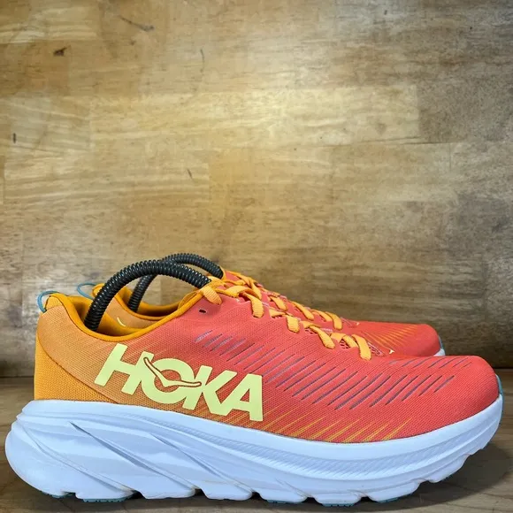 Hoka One One Rincon 3 Womens Sz 9.5 Running Shoes Sneakers Orange Yellow