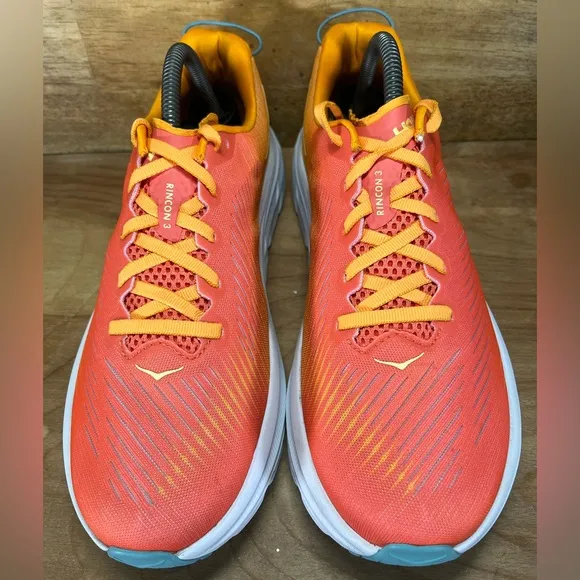 Hoka One One Rincon 3 Womens Sz 9.5 Running Shoes Sneakers Orange Yellow