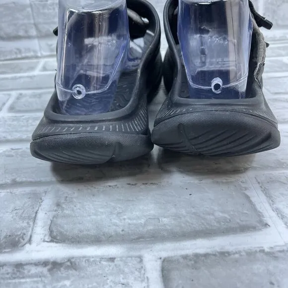 Hoka One Ora Luxe Men’s Size 10 Black Recovery Slide Slippers Adjustable Sandals
