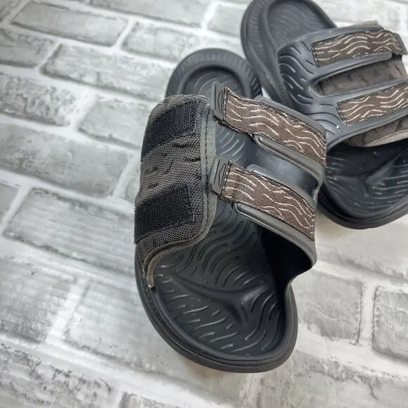 Hoka One Ora Luxe Men’s Size 10 Black Recovery Slide Slippers Adjustable Sandals