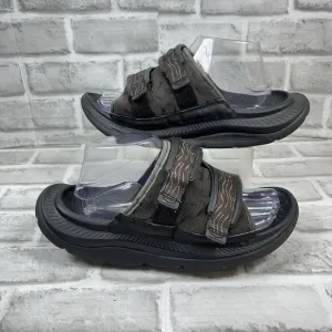 Hoka One Ora Luxe Men’s Size 10 Black Recovery Slide Slippers Adjustable Sandals
