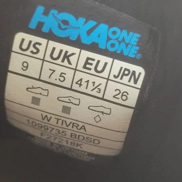 Hoka One One Women Ultra Marathon Cushioned Running Shoes Tivra Black 9