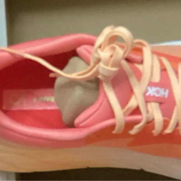 Hoka Orange and White Athletic Shoes with Cushioned Platform