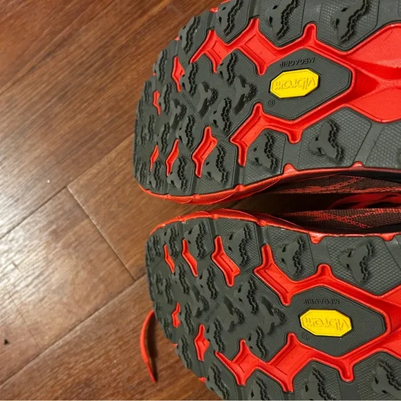Hoka Vibram Trail Running Shoes - Red and Black