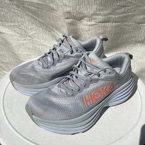 Hoka Women’s Bondi 8 Harbor Mist / Lunar Rock Sz 7D Wide also fits 7.5 Regular