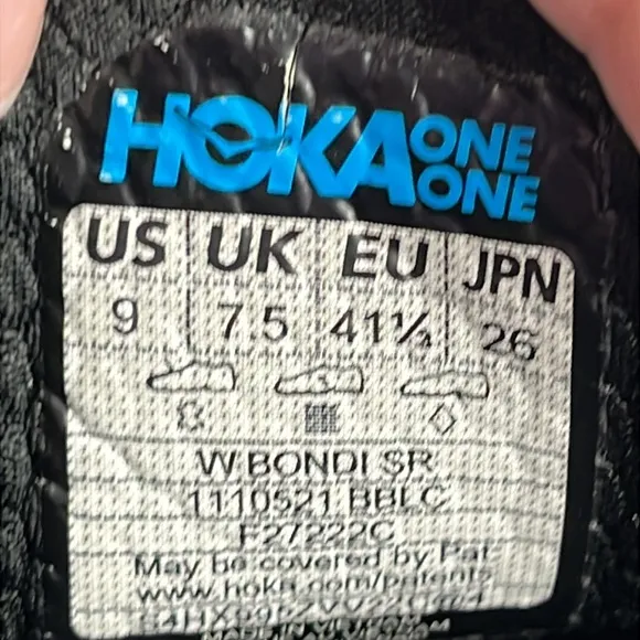 Hoka Womens Bondi SR One Cushioned Athletic Work Shoes Size 9 Black