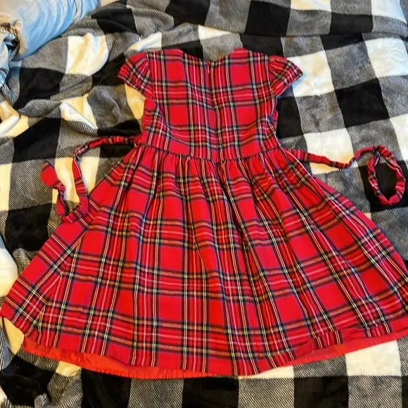 Holly Hastie London Holiday Festive Dress. Plaid Tartan with tie. Age 9-10