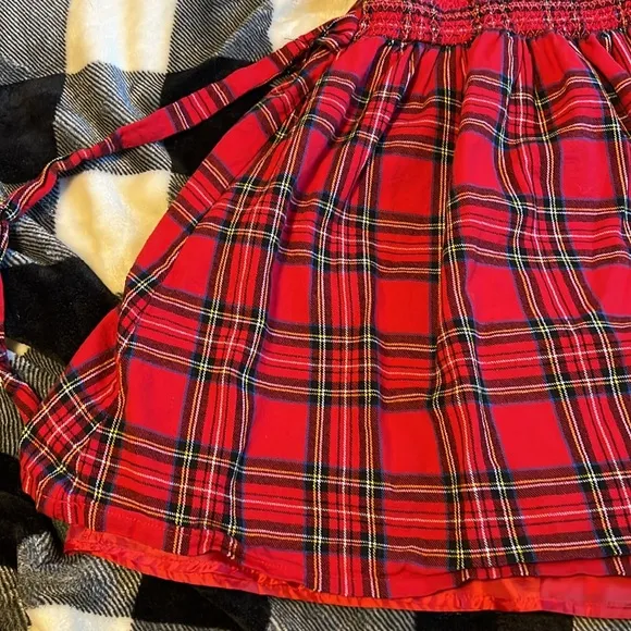 Holly Hastie London Holiday Festive Dress. Plaid Tartan with tie. Age 9-10
