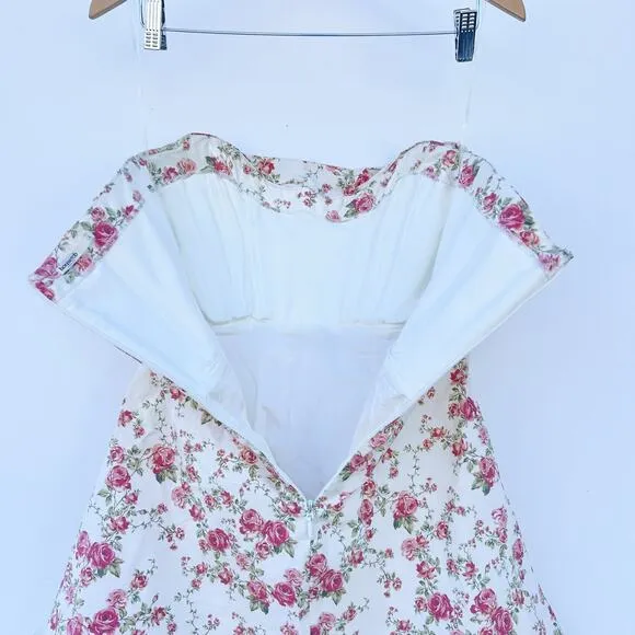 House of CB Jasmine Rose Mini Strapless Tube Top Bustier Short Dress Large