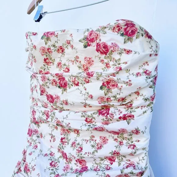 House of CB Jasmine Rose Mini Strapless Tube Top Bustier Short Dress Large