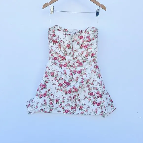 House of CB Jasmine Rose Mini Strapless Tube Top Bustier Short Dress Large