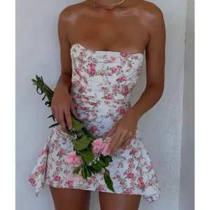 House of CB Jasmine Rose Mini Strapless Tube Top Bustier Short Dress Large