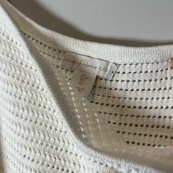 House Of Harlow 1960 Crochet Knit High Rise Straight Midi Skirt white Medium NWT