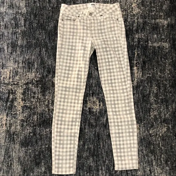 HP! Paige Verdugo Ankle Skinny Jeans Gingham Gray Women’s Size 26