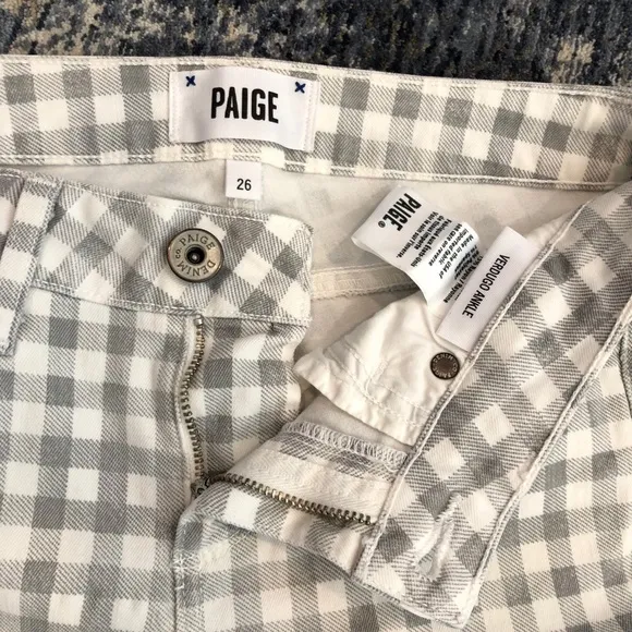 HP! Paige Verdugo Ankle Skinny Jeans Gingham Gray Women’s Size 26