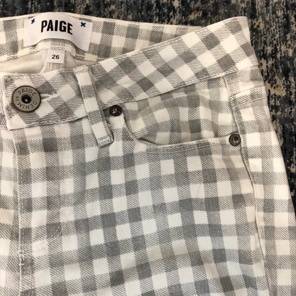 HP! Paige Verdugo Ankle Skinny Jeans Gingham Gray Women’s Size 26