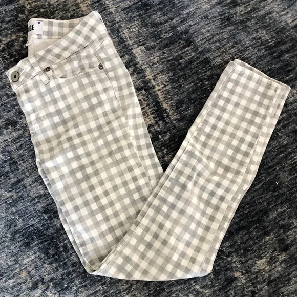 HP! Paige Verdugo Ankle Skinny Jeans Gingham Gray Women’s Size 26