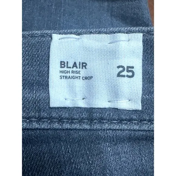 Hudson Crop Jeans Straight-Leg Cut High Rise Durable Denim Gray Women's 25 NWT