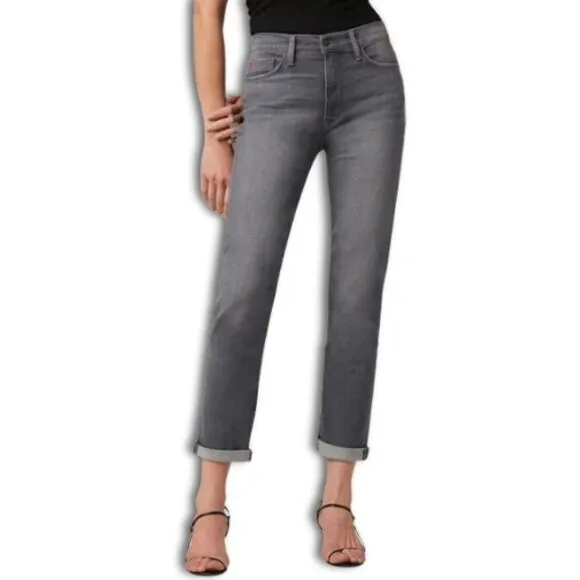 Hudson Crop Jeans Straight-Leg Cut High Rise Durable Denim Gray Women's 25 NWT
