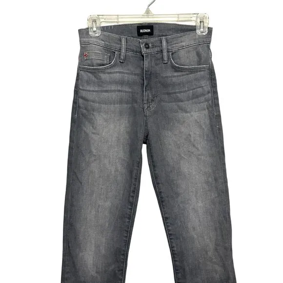 Hudson Crop Jeans Straight-Leg Cut High Rise Durable Denim Gray Women's 25 NWT