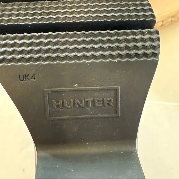 Hunter Boots Chelsea Crackle Leather Black and White Platform Wedge Size 6
