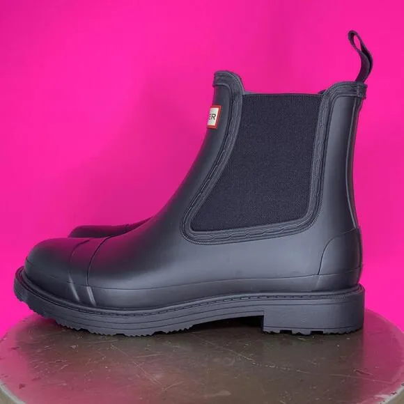 Hunter Commando Black Rubber Rain Chelsea Boot Sz 9