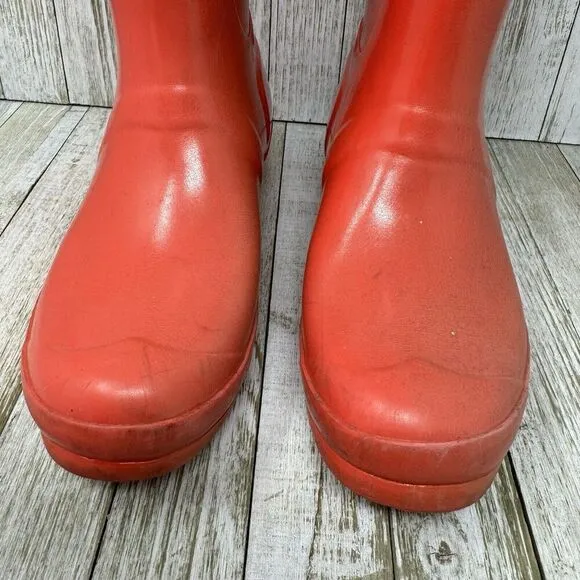 Hunter Rain Boots Womens Size 7 Pink Rubber Original Tall Classic Outdoor Matte