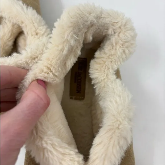 Ilse Jacobsen 9 Tulip 3150 Textile Women's Slip On Shoes Slippers Faux Fur Tan