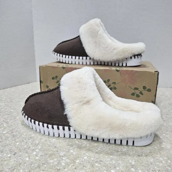 Ilse Jacobsen Faux Fur Slippers Tulip Chocolate Women’s Size 8.5