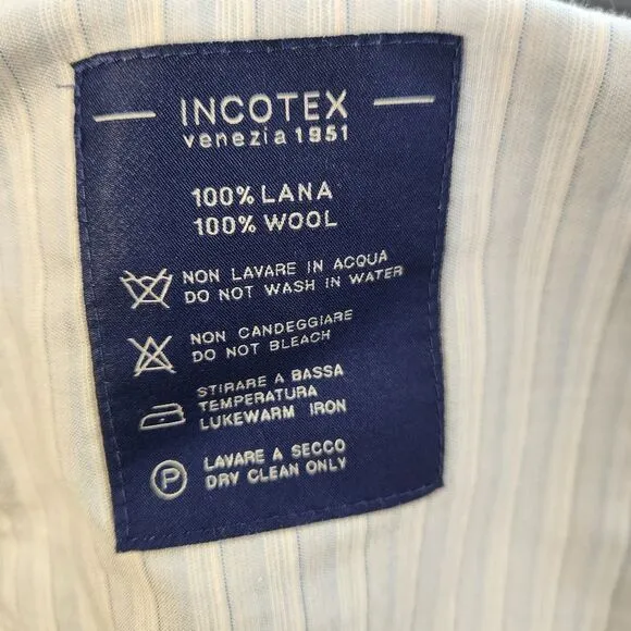 Incotex Mens 100% Wool Minimalist Neutral Dress Pants 38x31