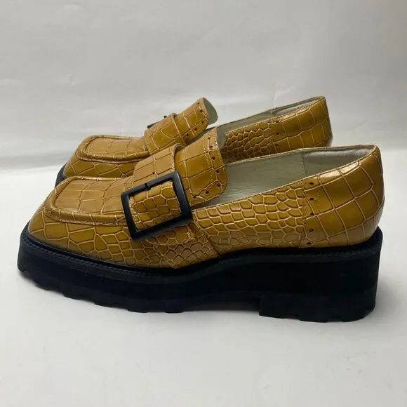 INTENTIONALLY BLANK Toronto Croc Embossed Loafer In Tan Size 6