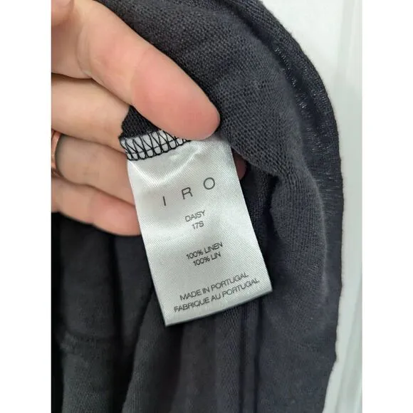 IRO Daisy Dress women's XS black midi ruching LINEN  minimalist