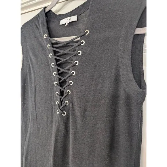 IRO Daisy Dress women's XS black midi ruching LINEN  minimalist