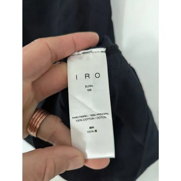 IRO Elfin Dress women's XS black midi ruching cotton minimalist