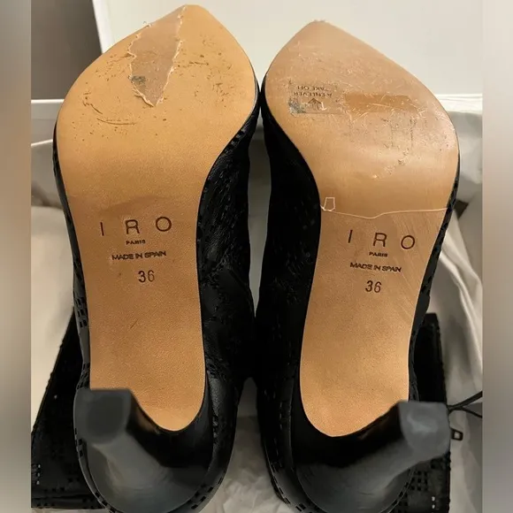 IRO Paris Black Laser.Cut Out Ankle Boots 6