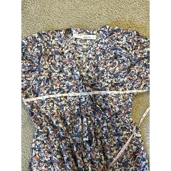 IRO US Small/4 Or French 36 “BRASEY” Hidden Wrap Shoulder Pads Floral Silk Dress
