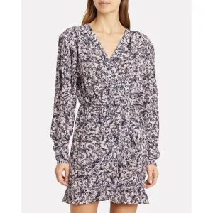 IRO US Small/4 Or French 36 “BRASEY” Hidden Wrap Shoulder Pads Floral Silk Dress